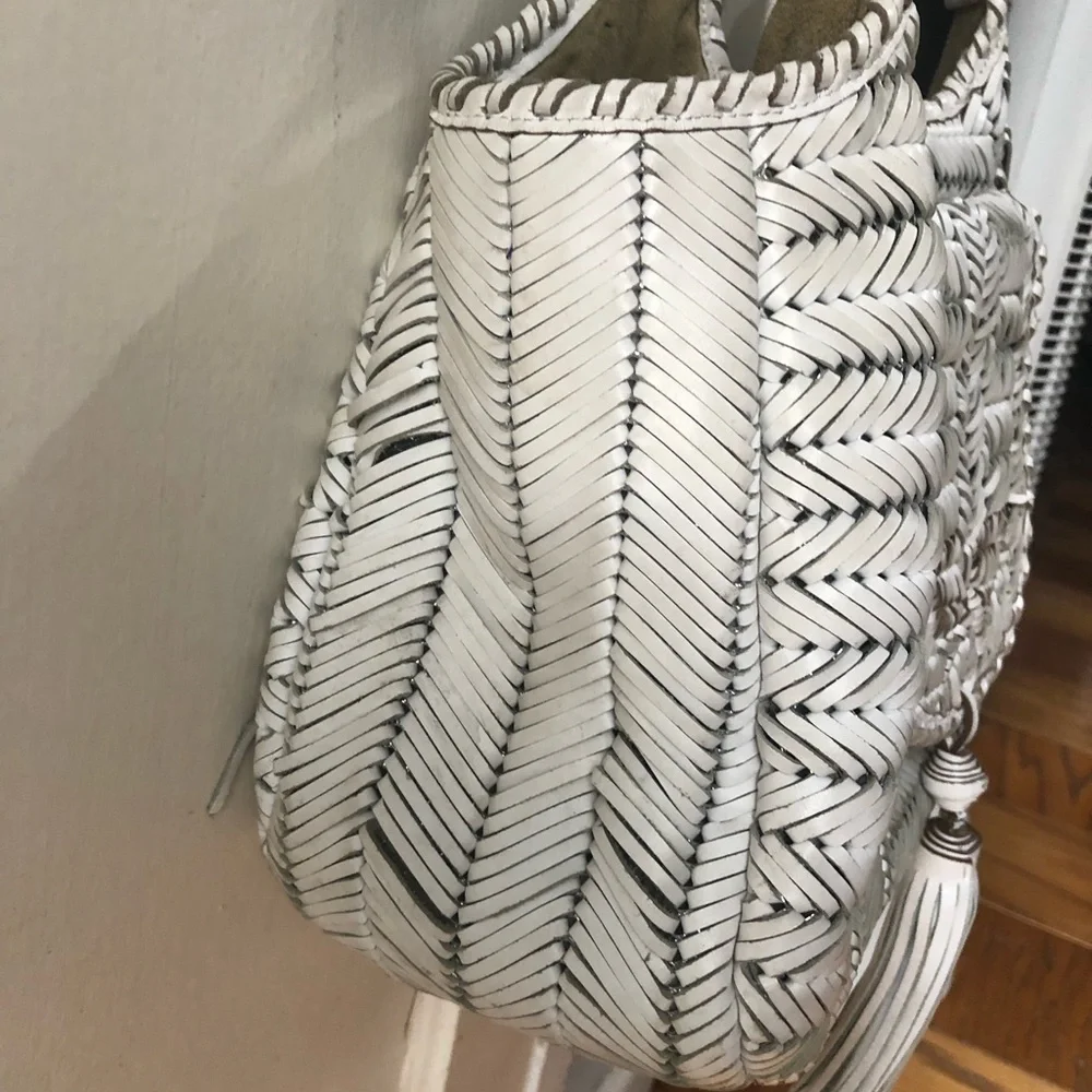 Anya Hindmarch London Woven Leather Neeson Tassel Tote Handbag - Picture 10 of 12